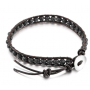 Lava black, leather bracelet natural stone, handmade, clasp, ball 4 mm / 17 - 23 cm, born of the four elements