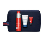 Clarins Men Energizing Essentials energizing facial gel 50 ml + cleansing foaming gel 30 ml + energizing eye gel-cream against signs of fatigue 3 ml + cosmetic bag, cosmetic set for men
