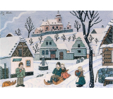 Albi Playing Christmas envelope card Children in the village sledging 14,8 x 21 cm