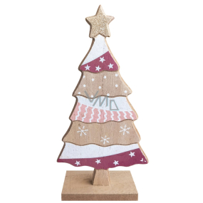 Wooden Christmas tree with gold star 19 cm