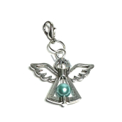 Guardian angel pendant with dark green pearl 29 x 37 mm 1 piece