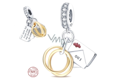 Charm Sterling silver 925 Rings + promise for life, pendant on bracelet love
