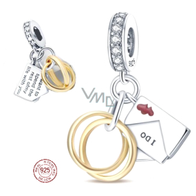 Charm Sterling silver 925 Rings + promise for life, pendant on bracelet love