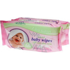 Wipes Baby Ultra Softies with Aloe Vera Sensitive Wet Wipes 2 x 60 pieces, duopack