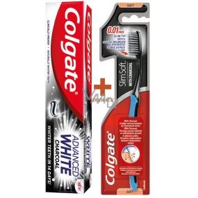Colgate Slim Charcoal Soft soft toothbrush 1 piece + Colgate Advanced White Charcoal whitening toothpaste 75 ml, duopack