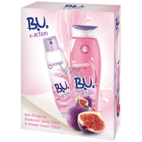 B.U. In Action Tender Touch antiperspirant deodorant spray for women 150 ml + In Action Yogurt + Fig shower gel 250 ml, cosmetic set