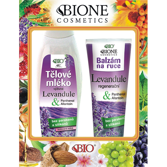 Bione Cosmetics Lavender Nourishing Body Lotion 500 ml + regenerative hand balm 200 ml, cosmetic set