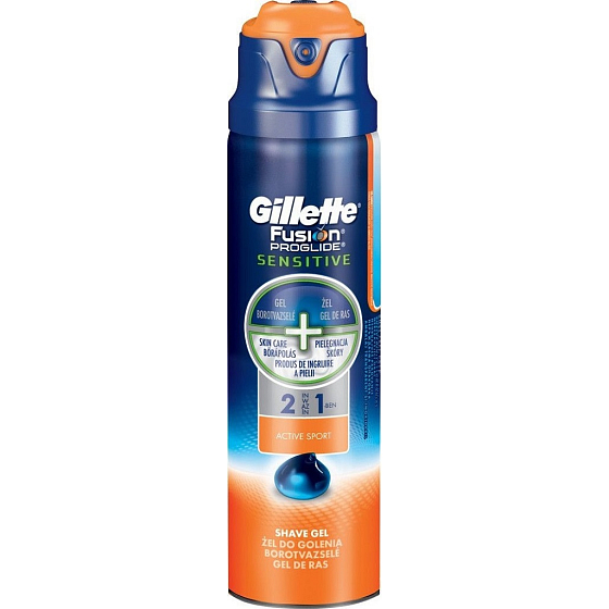 Gillette Fusion ProGlide Sensitive Active Sport 2 in 1 shaving gel, for men 170 ml