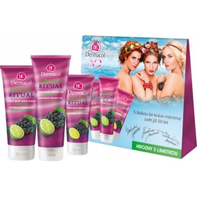 Dermacol Aroma Ritual Grapes with lime Anti-stress hand cream 100 ml + shower gel 250 ml + body lotion 200 ml, cosmetic set