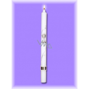 Lima Church Baptism - St. Communion candle, white decorated with silver chalice 25 x 360 mm 1 piece