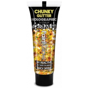 Diva & Nice Chunky Glitter Holographic UV decorative gel for body and face 24 carats - gold 13 ml