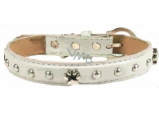 Colored leather gray decorated with paws 2.5 x 55 cm