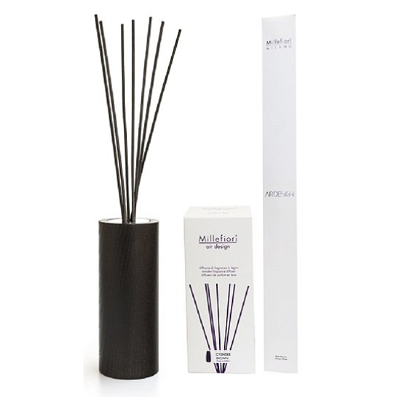 Millefiori Milano Air Design Diffuser container for fragrance wicking using a porous wooden top Cylinder brown