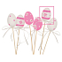 Plastic egg recess 6 cm + pink flower skewers