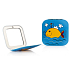 Diva & Nice Double square mirror Blue with yellow whale 6.8 x 6.8 cm AL1879