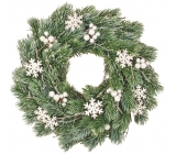 Wreath of needles with white decorations 35 cm