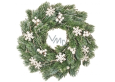 Wreath of needles with white decorations 35 cm