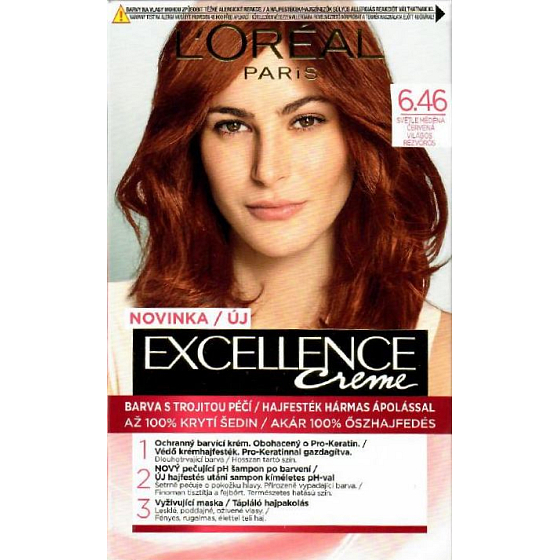 Loreal Paris Excellence Creme hair color 6.46 Light copper red