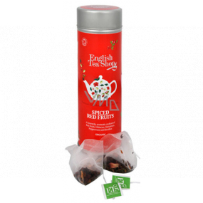 English Tea Shop Bio Spicy red fruit 15 pieces of biodegradable tea pyramids in a recyclable tin can 30 g