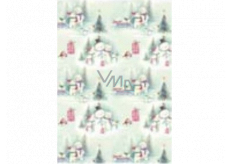 Ditipo Gift wrapping paper 70 x 100 cm Christmas light green - snowman + teddy bears 2 sheets