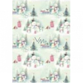 Ditipo Gift wrapping paper 70 x 100 cm Christmas light green - snowman + teddy bears 2 sheets