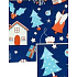 Nekupto Christmas gift wrapping paper 70 x 200 cm Blue houses, trees
