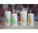 Lima Wedding candle cylinder white green motif 70 x 150 mm 1 piece