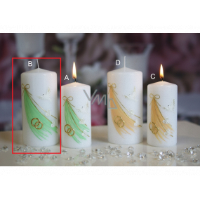Lima Wedding candle cylinder white green motif 70 x 150 mm 1 piece