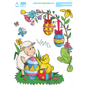 Arch Easter sticker, window film without adhesive Corner motif lamb 33 x 24 cm