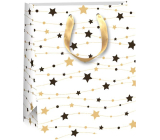Ditipo Gift paper bag 18 x 10 x 22,7 cm Christmas glitter white, gold and black stars