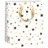 Ditipo Gift paper bag 18 x 10 x 22,7 cm Christmas glitter white, gold and black stars