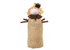 Jute scarecrow with a crow standing 18 cm