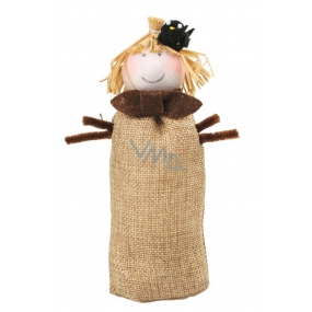 Jute scarecrow with a crow standing 18 cm