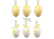 Plastic eggs for hanging 5 cm, with flower, 6 pcs in bag