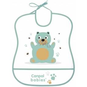 Canpol babies Cute Animals Plastic soft bib with a large pocket 1 piece