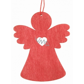 Wooden hanging angel red 8 cm
