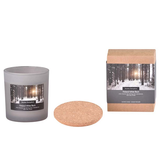 Arome Aroma Sensation Finland White Birch scented candle in glass with cork lid 7.5 x 8.5 cm 340 g