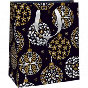 Ditipo Gift paper bag 18 x 10 x 22.7 cm Glitter Christmas black - gold silver ornaments