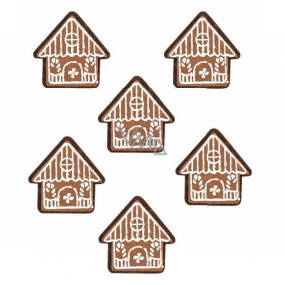 Felt houses with clip Gingerbread 4,5 cm 6 pieces
