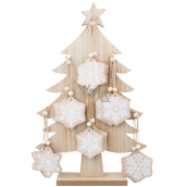 Wooden Christmas tree 41 cm with flakes for hanging 6 cm