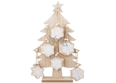 Wooden Christmas tree 41 cm with flakes for hanging 6 cm