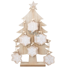 Wooden Christmas tree 41 cm with flakes for hanging 6 cm