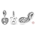 Sterling silver 925 60 anniversary, heart pendant on bracelet