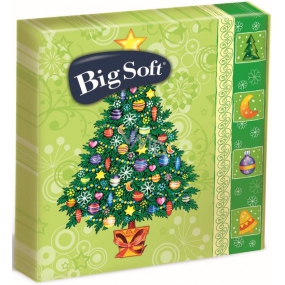 Big Soft Paper napkins 2 ply 33 x 33 cm 20 pieces Christmas Light green, Christmas tree