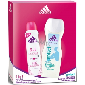 Adidas Cool & Care 48h 6in1 antiperspirant deodorant spray for women 150 ml + Protect shower gel 250 ml, cosmetic set