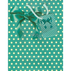 Nekupto Gift paper bag 23 x 18 x 10 cm Turquoise bows 1 piece 826 40 BM