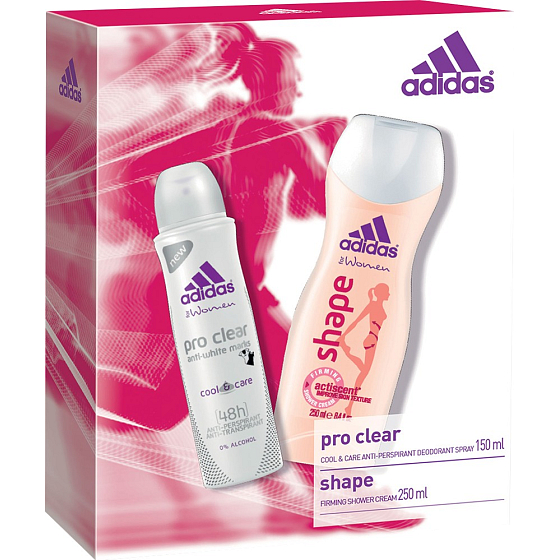 Adidas Cool & Care 48h Pro Clear deodorant antiperspirant spray for women 150 ml + Shape shower gel 250 ml, cosmetic set