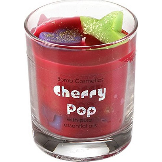 Bomb Cosmetics Cherry - Cherry Pop Glass Candle Scented natural, handmade candle in glass burns for up to 35 hours