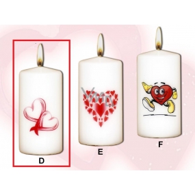 Lima Valentine's candle 2 hearts candle with decal white cylinder 50 x 100 mm 1 piece