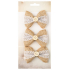 Jute bow with lace and button 7 cm, 3 pieces